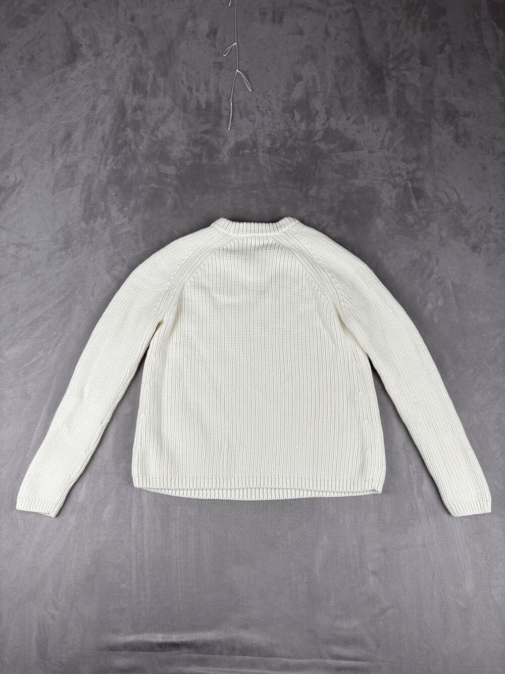 Quince Ribbed Crewneck Sweater - Cream, Size S - Picture 3 of 10